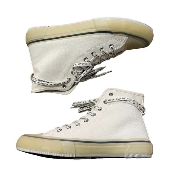 AllSaints Size 9 Women's Jaxal Canvas High Top Sneakers White New In Box NEW - Picture 4 of 11